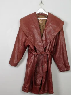 Women's Rust Brown Leather Coat M