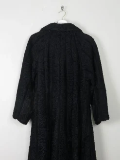 Women's 1950s Astrachan Black Swing Coat S/M