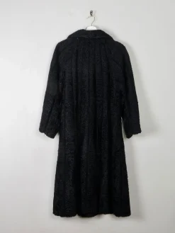 Women's 1950s Astrachan Black Swing Coat S/M