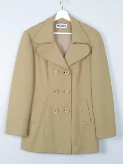 Women's 90s Beige Long Vintage Jacket M