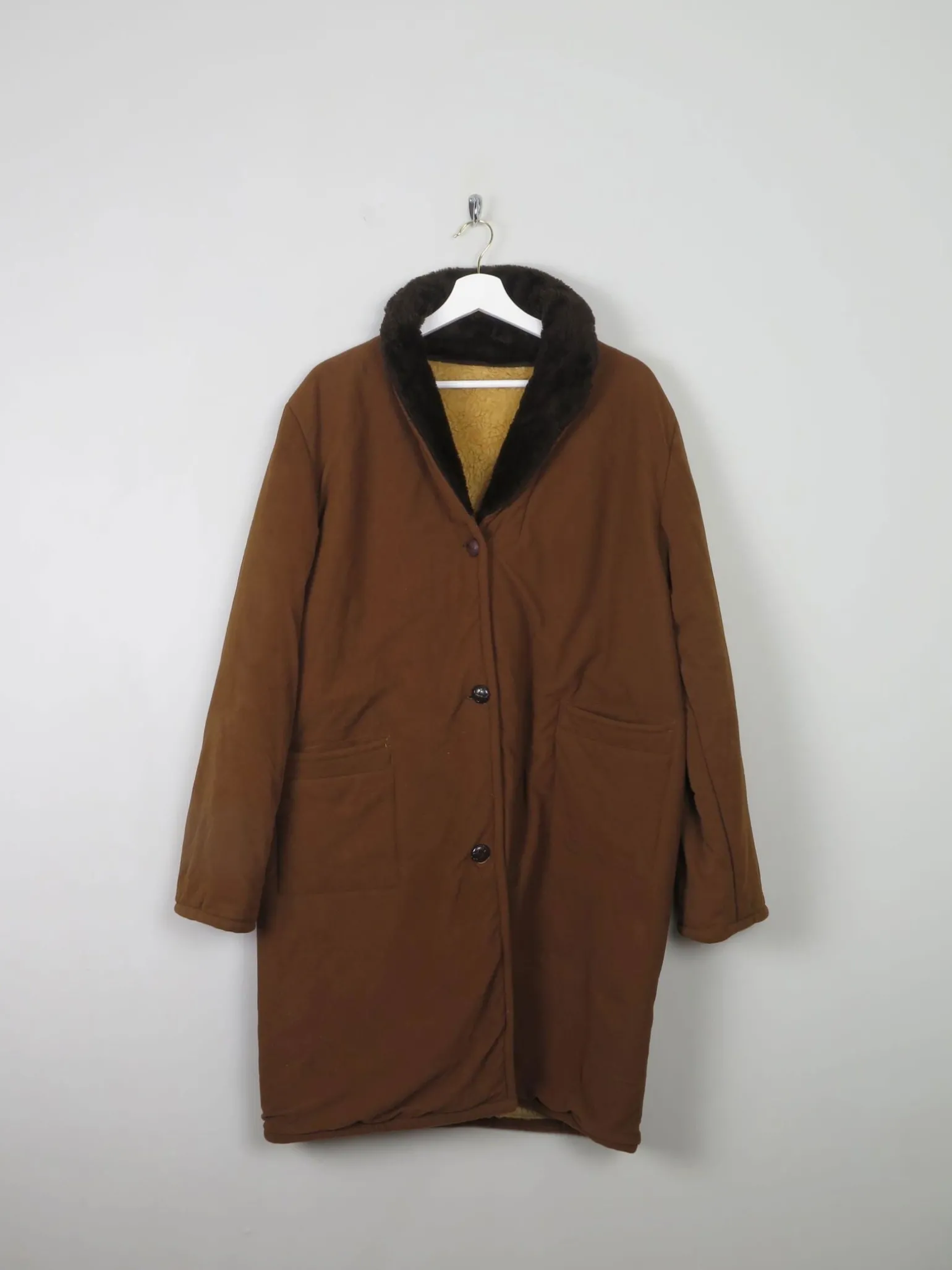 Women's 1960s Faux Sheepskin Style Coat M/L