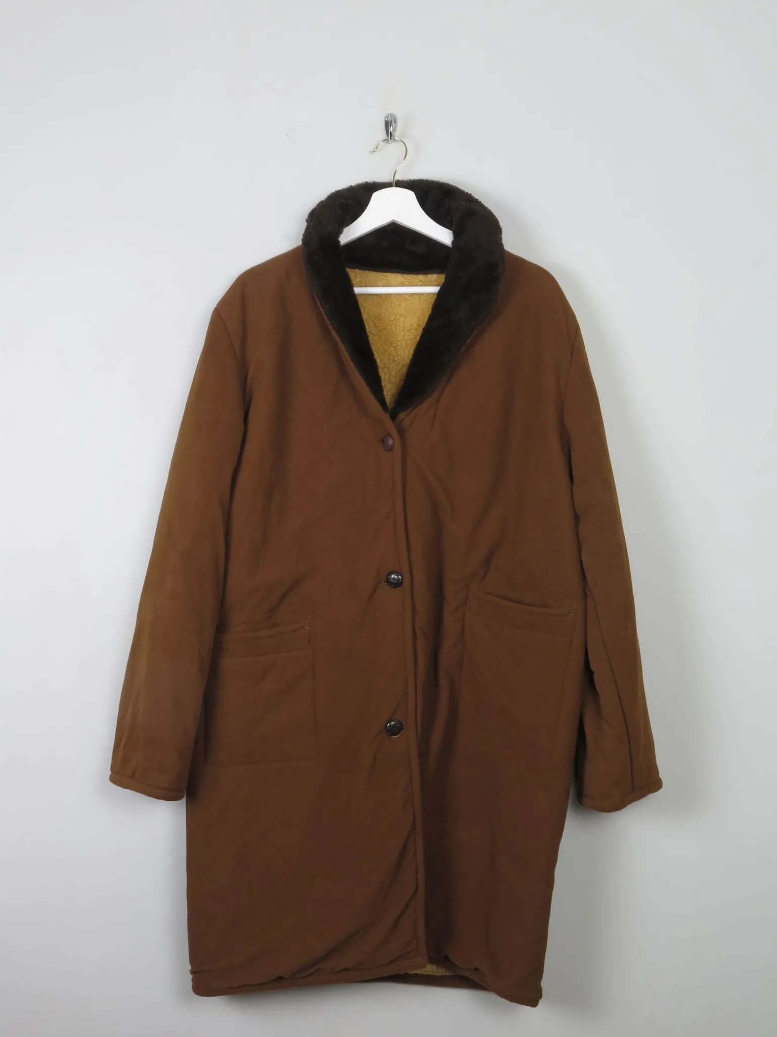 Women's 1960s Faux Sheepskin Style Coat M/L