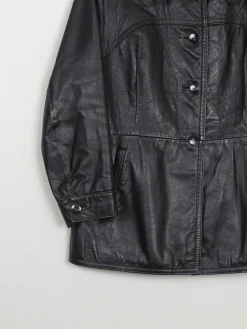 Women's 1970s Vintage Leather Jacket Black M