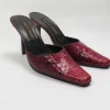 Women’s 90s Vintage Pied De Tierre Wine Snakeskin Mules 5/38 {Narrow Fit}