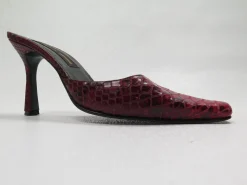 Women’s 90s Vintage Pied De Tierre Wine Snakeskin Mules 5/38 {Narrow Fit}