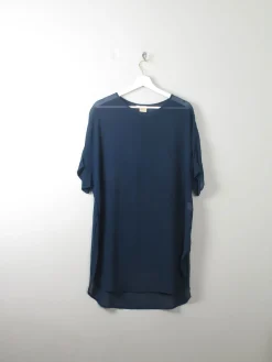 Women's Silk Petrol Blue Sheer Tunic M/L