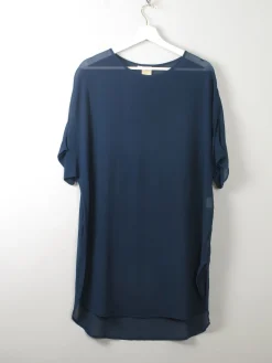 Women's Silk Petrol Blue Sheer Tunic M/L