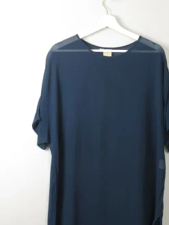 Women's Silk Petrol Blue Sheer Tunic M/L