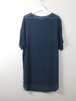 Women's Silk Petrol Blue Sheer Tunic M/L