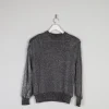 Women’s Silver & Black Lurex Vintage Jumper M