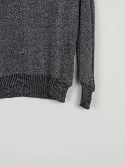 Women’s Silver & Black Lurex Vintage Jumper M