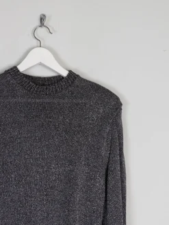 Women’s Silver & Black Lurex Vintage Jumper M