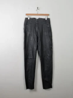 Women's Soft Black Leather Trousers 30"W 32"L