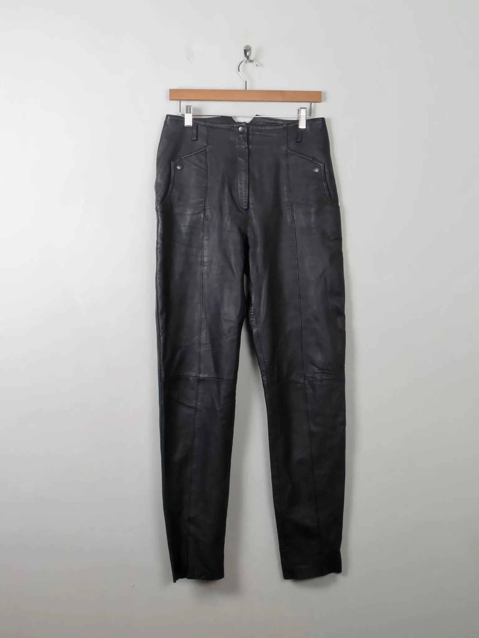 Women's Soft Black Leather Trousers 30"W 32"L