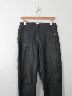 Women's Soft Black Leather Trousers 30"W 32"L