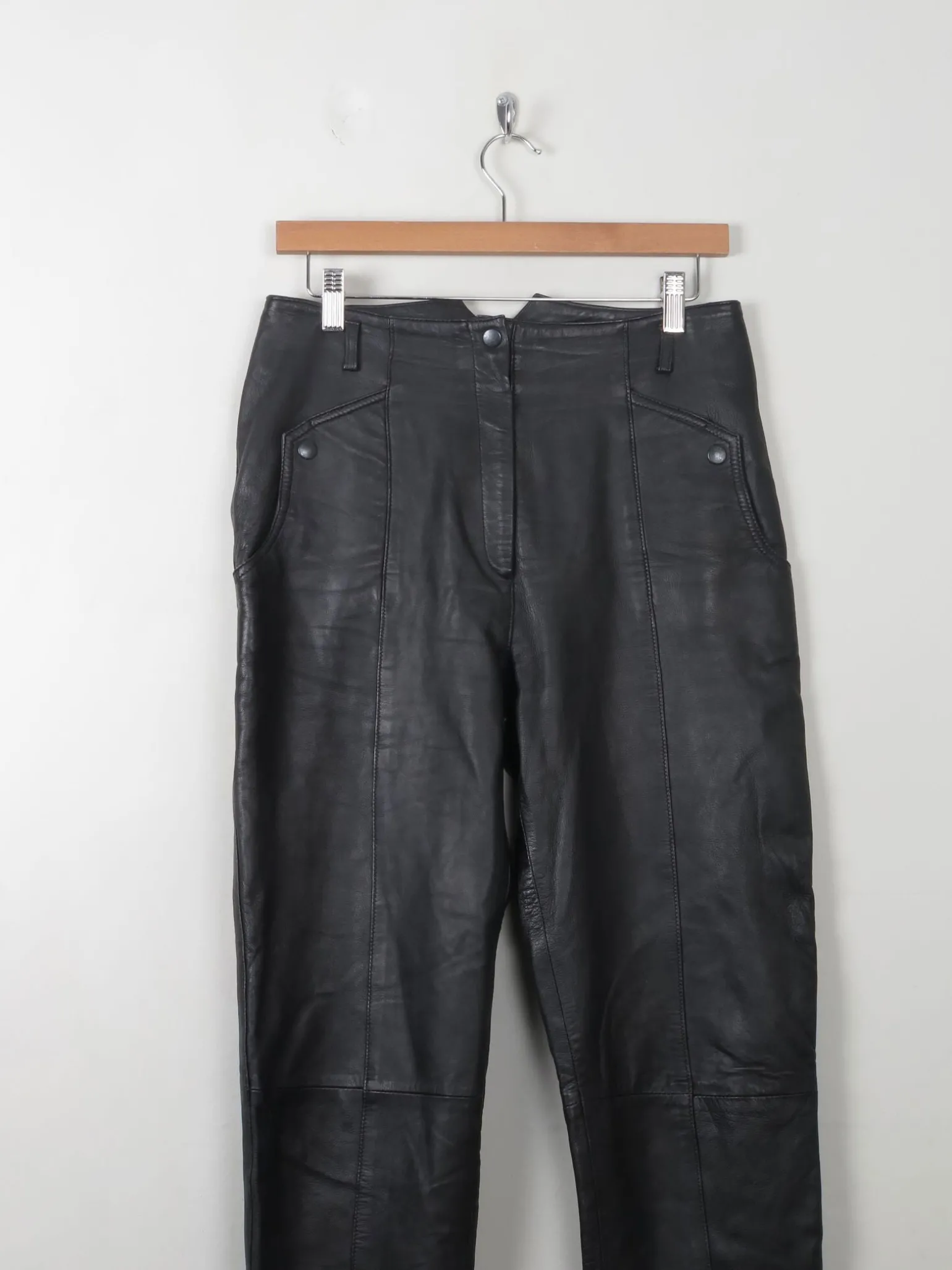 Women's Soft Black Leather Trousers 30"W 32"L