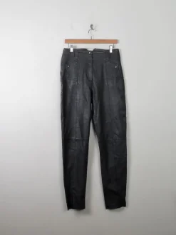 Women's Soft Black Leather Trousers 30