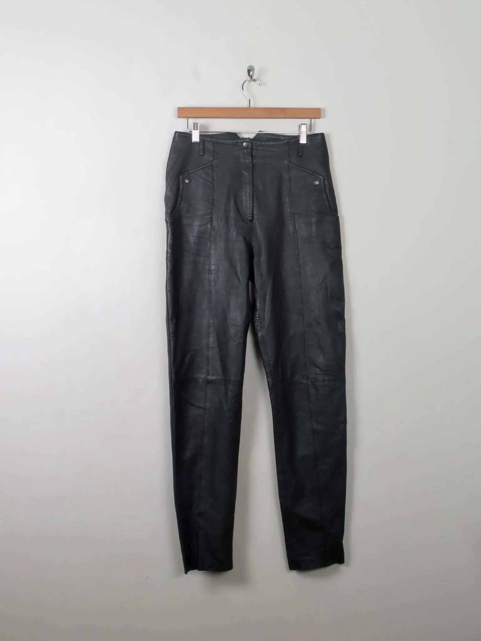 Women's Soft Black Leather Trousers 30"W 32"L