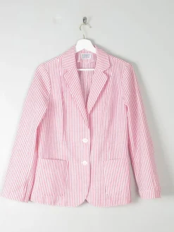 Women's Striped Boater Style Red & White Vintage Jacket S/M