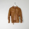 Women's Tan Vintage Leather  Bomber Jacket S