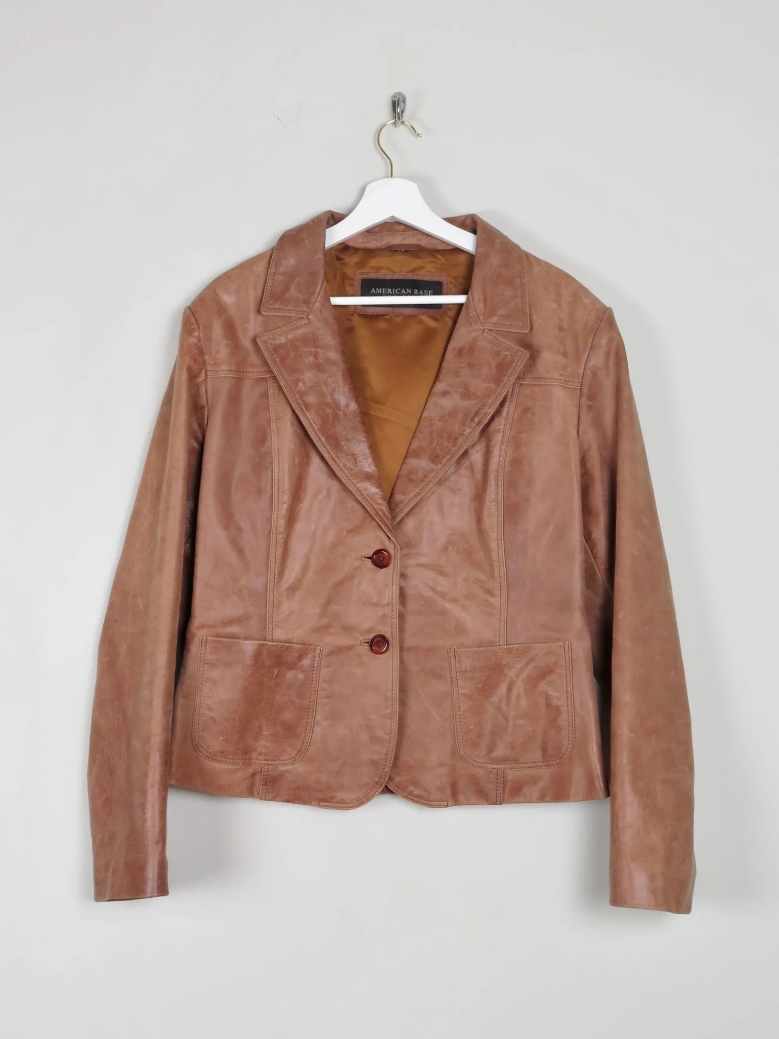 Women's Tan/Brown Vintage Leather Jacket L