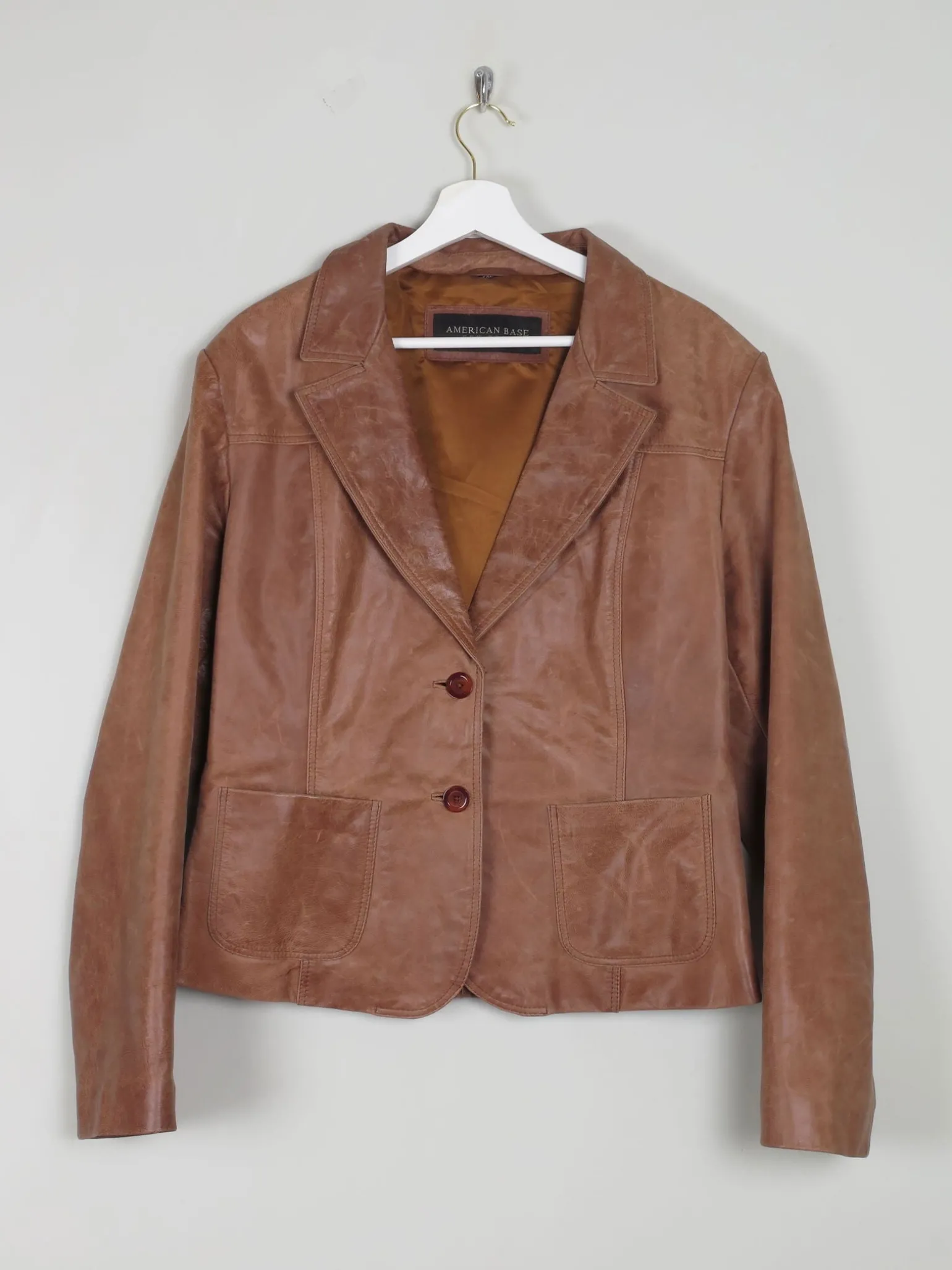 Women's Tan/Brown Vintage Leather Jacket L