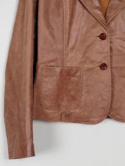 Women's Tan/Brown Vintage Leather Jacket L