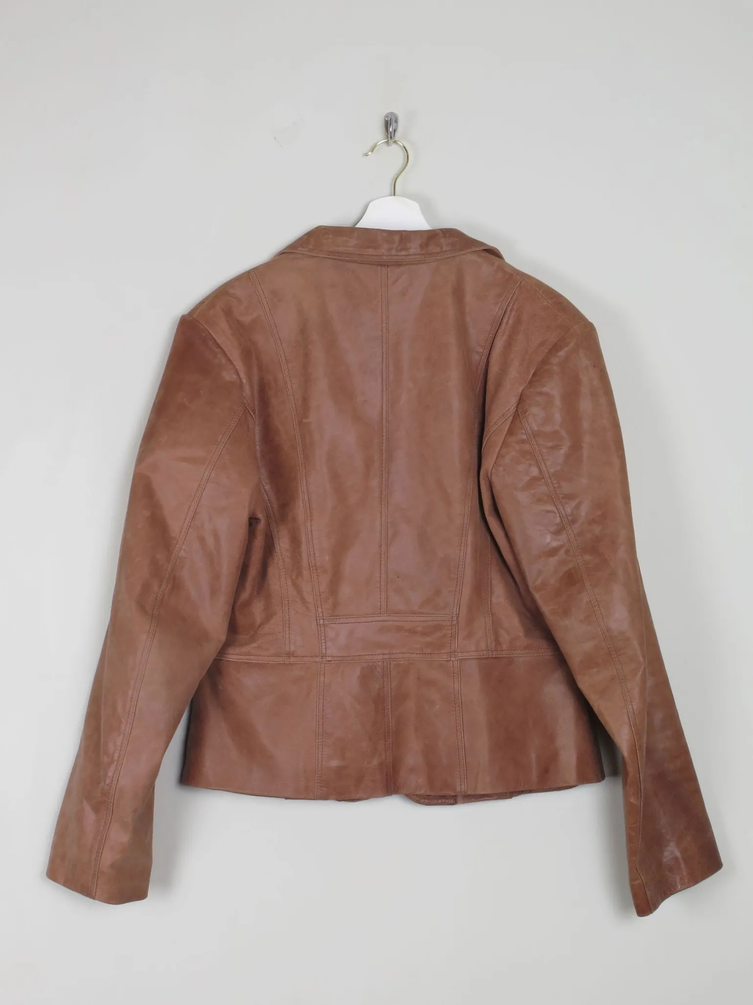 Women's Tan/Brown Vintage Leather Jacket L