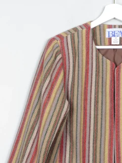 Women's Tweed Striped Vintage Bolero Jacket S/M