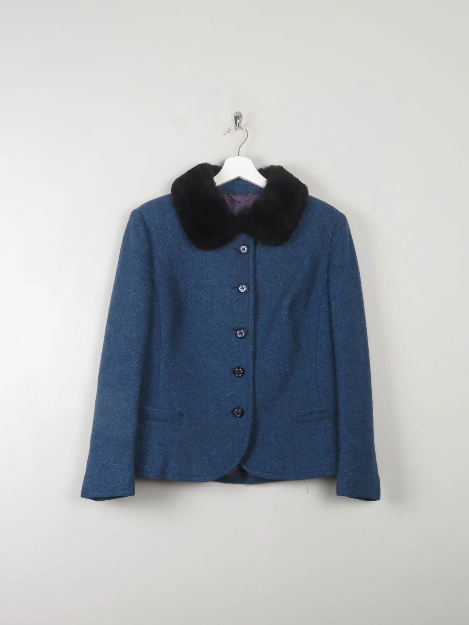 Women's Tweed Vintage Jacket With Trim L