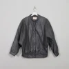 Women's Vibntage Grey 80s Leather Bomber Jacket S