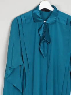 Women's Vintage Aqua Green Blouse With Bow Detail XS/S