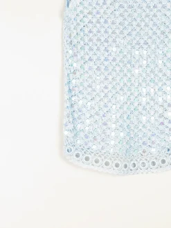 Women's Vintage Baby Blue 90s Crochet & Sequin Top S/M