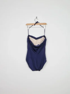 Women’s Vintage Beach Print Navy Swimsuit M