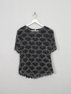 Women's Vintage Beaded Black & White Beaded Top M
