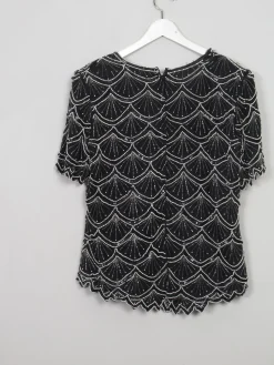 Women's Vintage Beaded Black & White Beaded Top M