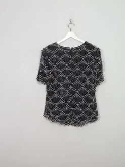 Women's Vintage Beaded Black & White Beaded Top M