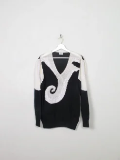 Women's Vintage Black & White Jumper M/L