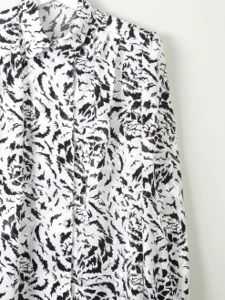 Women's Vintage Black & White Animal Print Blouse 1980s M
