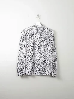 Women's Vintage Black & White Animal Print Blouse 1980s M