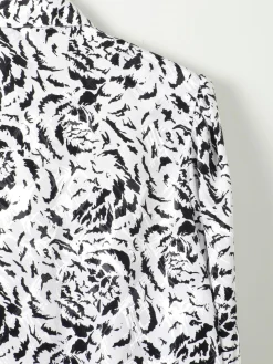 Women's Vintage Black & White Animal Print Blouse 1980s M