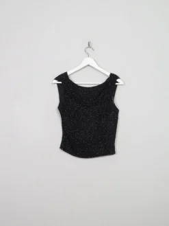 Women's Vintage Black Beaded Top XXS
