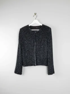 Women’s Vintage Black Beaded Cropped Jacket 10/12