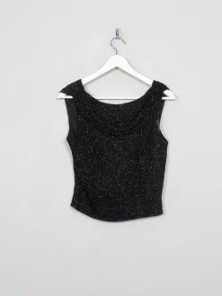 Women's Vintage Black Beaded Top XXS
