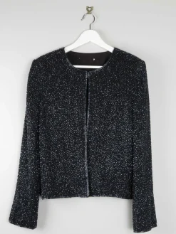 Women’s Vintage Black Beaded Cropped Jacket 10/12