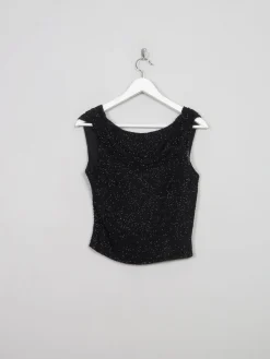 Women's Vintage Black Beaded Top XXS