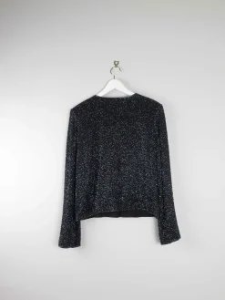 Women’s Vintage Black Beaded Cropped Jacket 10/12