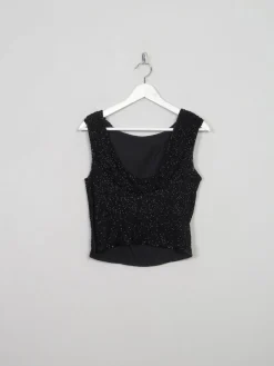 Women's Vintage Black Beaded Top XXS