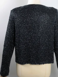 Women’s Vintage Black Beaded Cropped Jacket 10/12