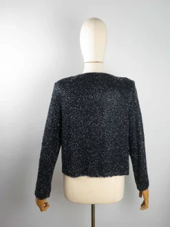 Women’s Vintage Black Beaded Cropped Jacket 10/12